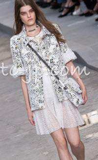 CHANEL 15S White Floral Pattern Short Sleeve Zipper Jacket 38 シャネル ホワイト フローラル 花柄 カメリア ジッパー ジャケット 即発