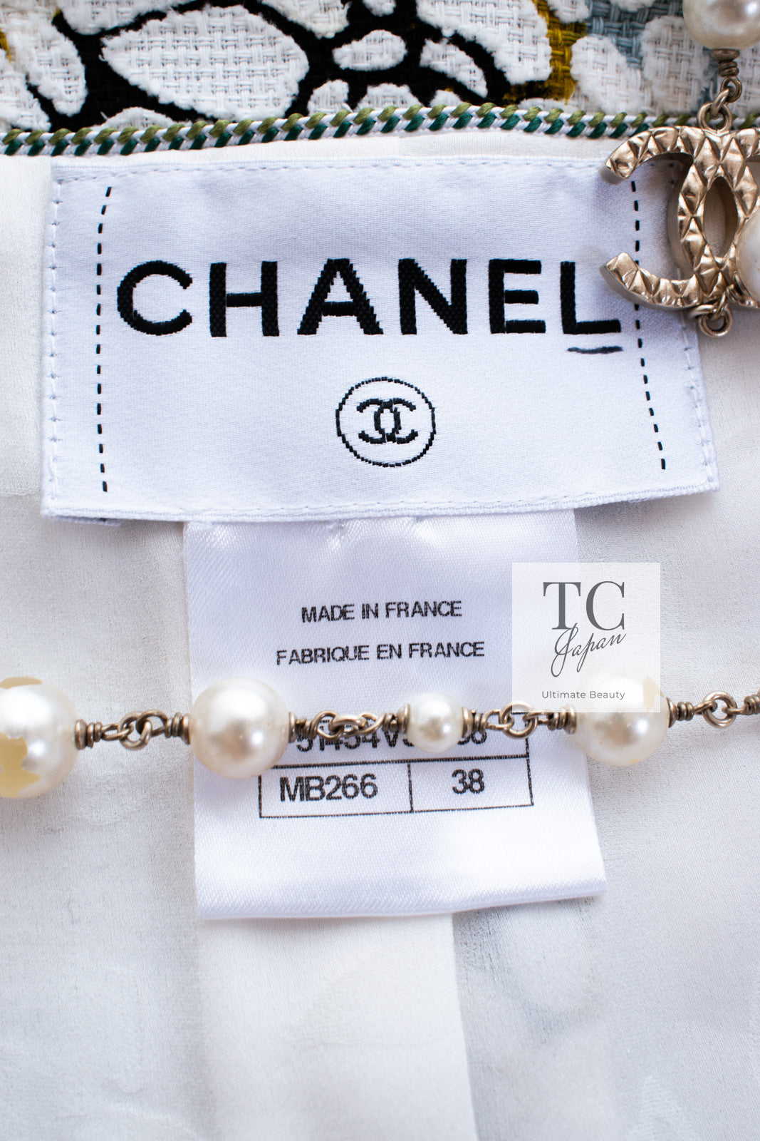 CHANEL 15S White Floral Pattern Short Sleeve Zipper Jacket 38 シャネル ホワイト フローラル 花柄 カメリア ジッパー ジャケット 即発