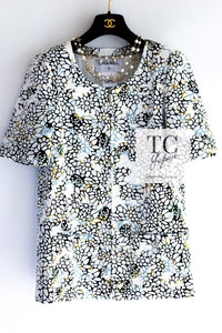 CHANEL 15S White Floral Pattern Short Sleeve Zipper Jacket 38 シャネル ホワイト フローラル 花柄 カメリア ジッパー ジャケット 即発