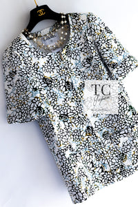 CHANEL 15S White Floral Pattern Short Sleeve Zipper Jacket 38 シャネル ホワイト フローラル 花柄 カメリア ジッパー ジャケット 即発