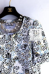 CHANEL 15S White Floral Pattern Short Sleeve Zipper Jacket 38 シャネル ホワイト フローラル 花柄 カメリア ジッパー ジャケット 即発