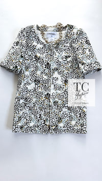 CHANEL 15S White Floral Pattern Short Sleeve Zipper Jacket 38 シャネル ホワイト フローラル 花柄 カメリア ジッパー ジャケット 即発