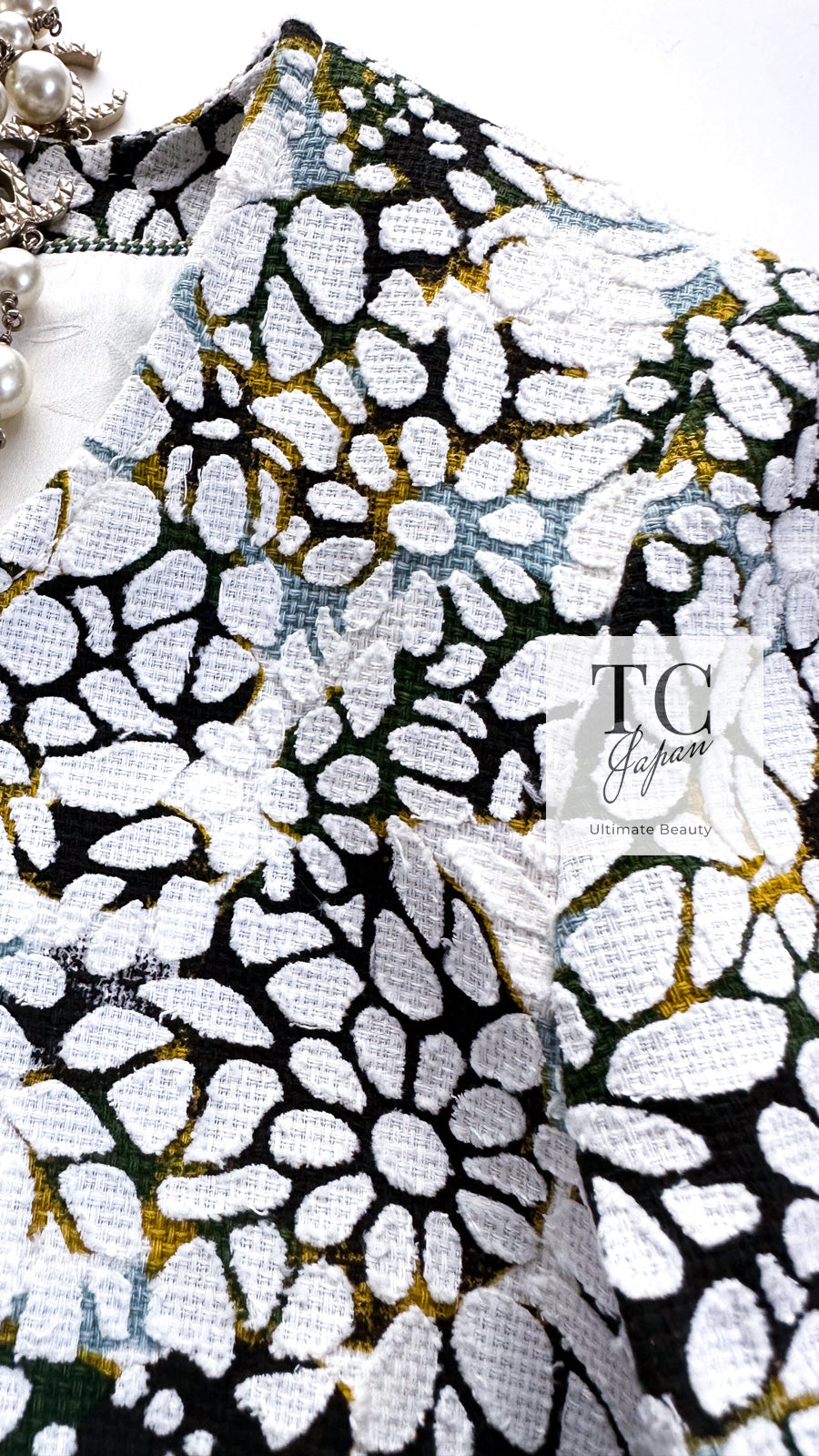 CHANEL 15S White Floral Pattern Short Sleeve Zipper Jacket 38 シャネル ホワイト フローラル 花柄 カメリア ジッパー ジャケット 即発