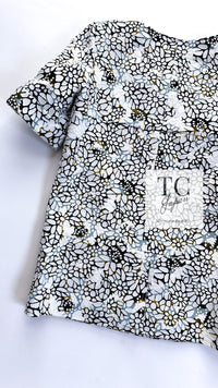 CHANEL 15S White Floral Pattern Short Sleeve Zipper Jacket 38 シャネル ホワイト フローラル 花柄 カメリア ジッパー ジャケット 即発