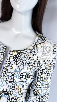 CHANEL 15S White Floral Pattern Short Sleeve Zipper Jacket 38 シャネル ホワイト フローラル 花柄 カメリア ジッパー ジャケット 即発