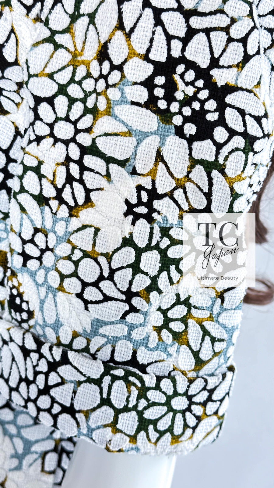 CHANEL 15S White Floral Pattern Short Sleeve Zipper Jacket 38 シャネル ホワイト フローラル 花柄 カメリア ジッパー ジャケット 即発