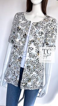 CHANEL 15S White Floral Pattern Short Sleeve Zipper Jacket 38 シャネル ホワイト フローラル 花柄 カメリア ジッパー ジャケット 即発