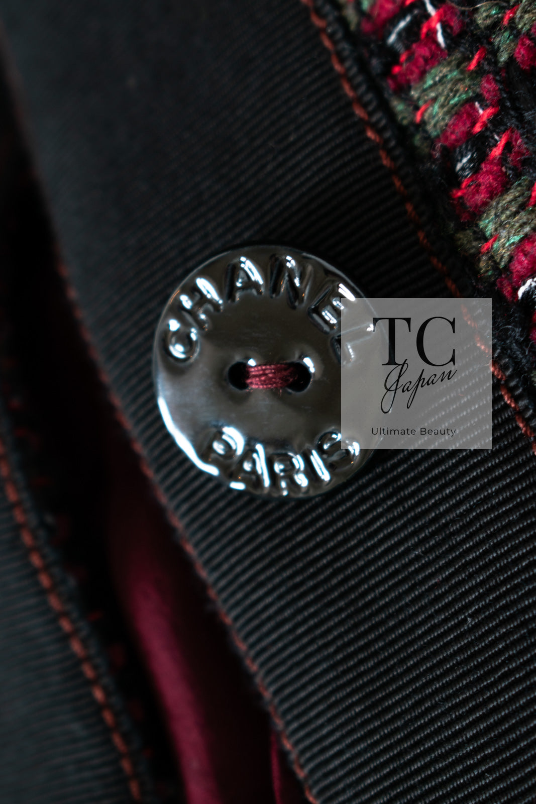 CHANEL 15A Wine Red Trim Wool Cotton Tweed Jacket 34 シャネル ワイン レッド ボルドー トリム ウール コットン ツイード  ジャケット 即発
