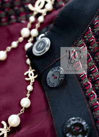 CHANEL 15A Wine Red Trim Wool Cotton Tweed Jacket 34 シャネル ワイン レッド ボルドー トリム ウール コットン ツイード  ジャケット 即発