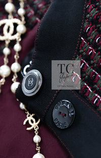 CHANEL 15A Wine Red Trim Wool Cotton Tweed Jacket 34 シャネル ワイン レッド ボルドー トリム ウール コットン ツイード  ジャケット 即発