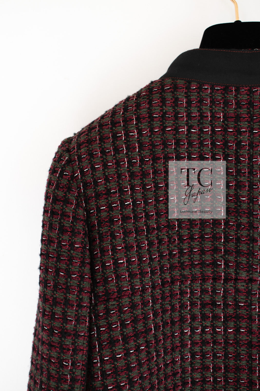 CHANEL 15A Wine Red Trim Wool Cotton Tweed Jacket 34 シャネル ワイン レッド ボルドー トリム ウール コットン ツイード  ジャケット 即発