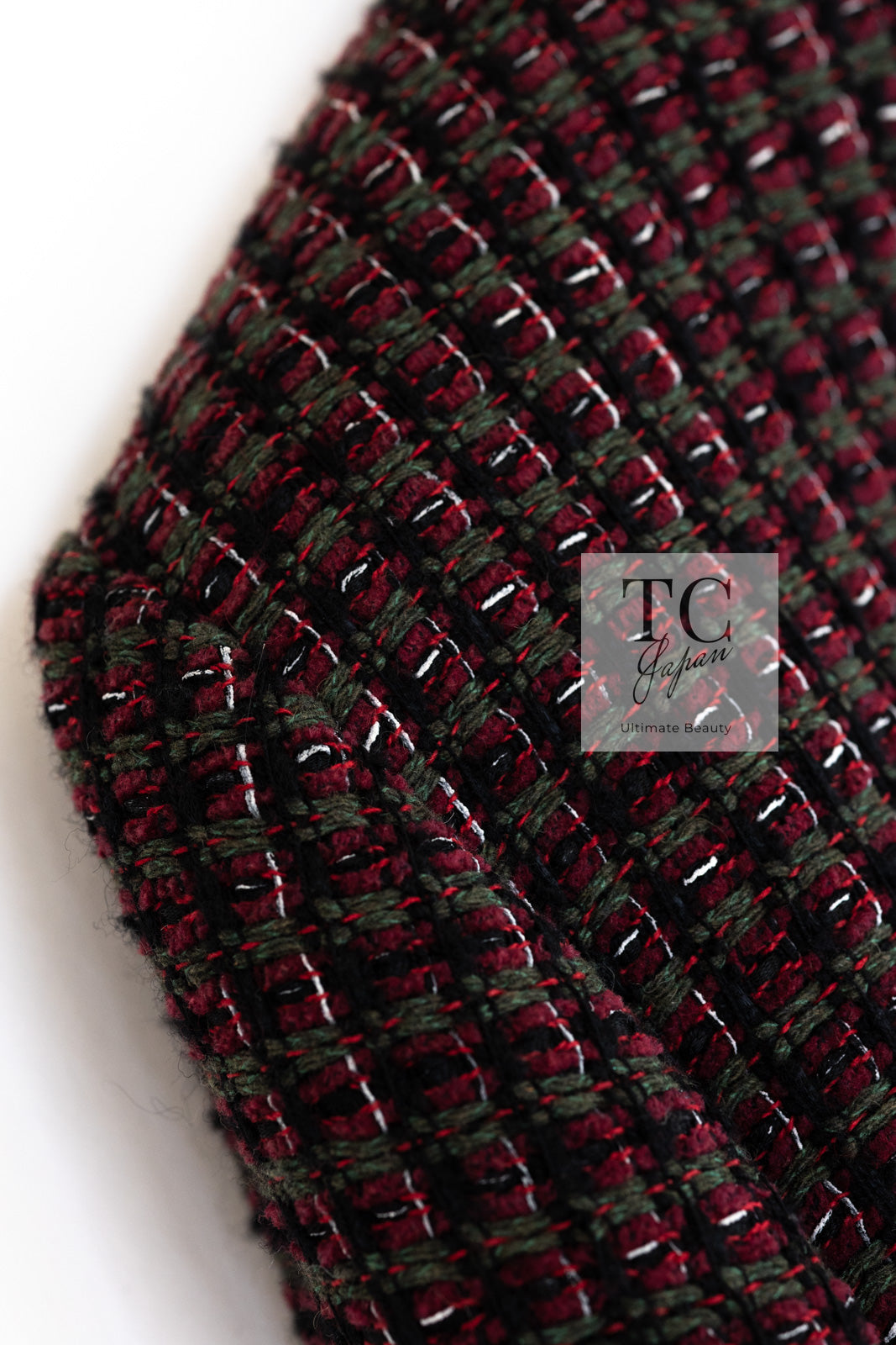 CHANEL 15A Wine Red Trim Wool Cotton Tweed Jacket 34 シャネル ワイン レッド ボルドー トリム ウール コットン ツイード  ジャケット 即発