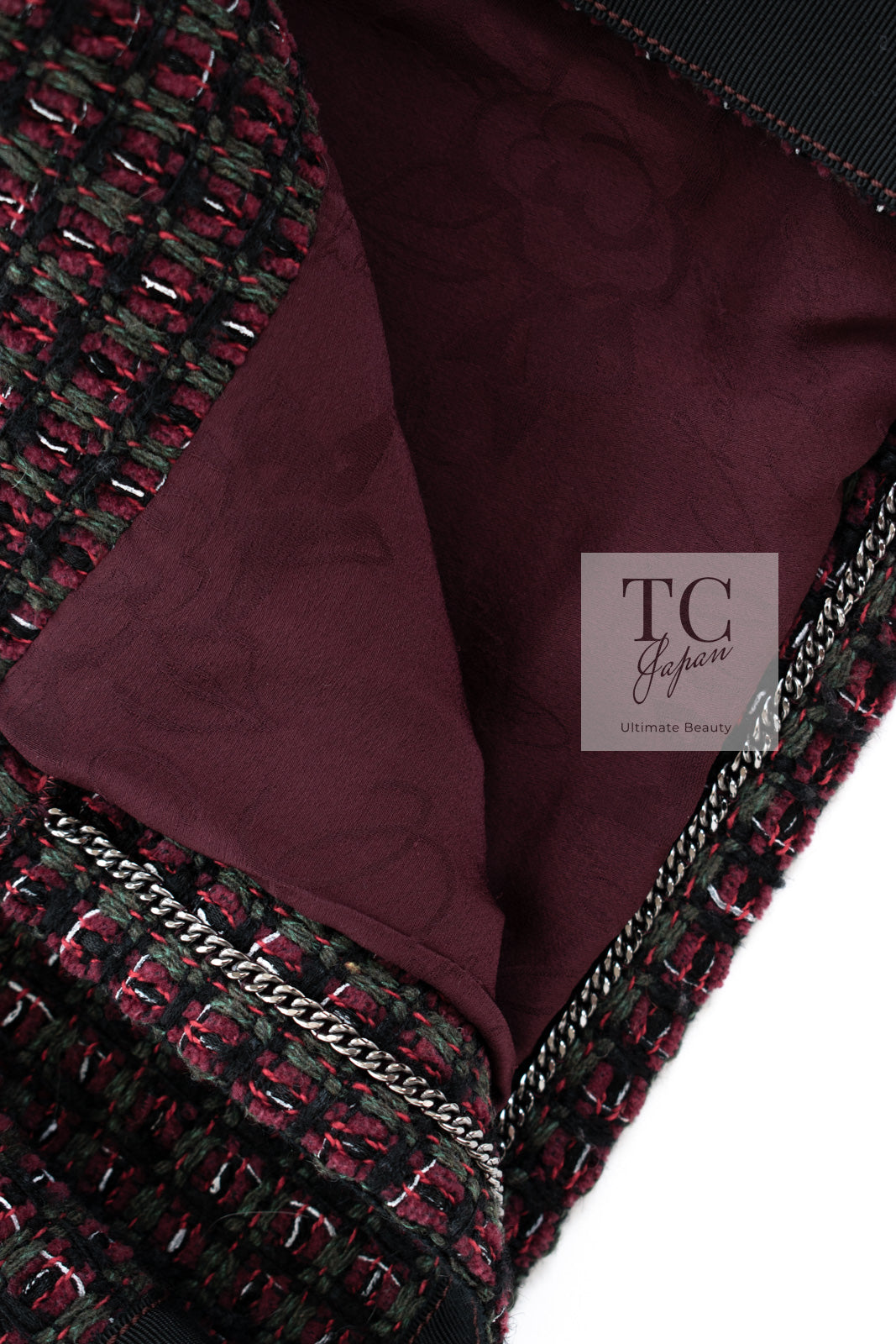 CHANEL 15A Wine Red Trim Wool Cotton Tweed Jacket 34 シャネル ワイン レッド ボルドー トリム ウール コットン ツイード  ジャケット 即発