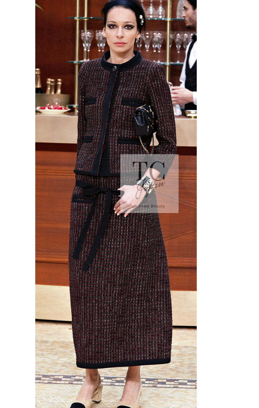 CHANEL 15A Wine Red Trim Wool Cotton Tweed Jacket 34 シャネル ワイン レッド ボルドー トリム ウール コットン ツイード  ジャケット 即発