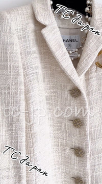 CHANEL 12PF Gripoix Button Ivory Tweed Jacket 36 38 シャネル グリポア宝石ボタン・アイボリー・ツイード・ジャケット 即発