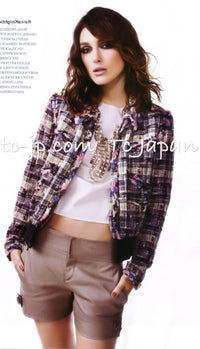 CHANEL 08C Beige Maroon Red Multicolor Tweed Skirt 36 シャネル ベージュ マルーン レッド マルチカラー キャンペーン広告作品 ツイード スカート 即発