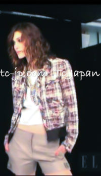 CHANEL 08C Beige Maroon Red Multicolor Tweed Skirt 36 シャネル ベージュ マルーン レッド マルチカラー キャンペーン広告作品 ツイード スカート 即発