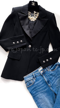 CHANEL 08PF Black Wool Lion Button Blazer Jacket 36 シャネル ブラック・ウール・ライオンボタン・ジャケット