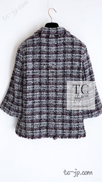 CHANEL 05A Gray Purple Tweed Jacket Skirt Suit 34 36 シャネル グレー パープル ツイード ジャケット スカート スーツ