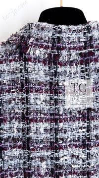 CHANEL 05A Gray Purple Tweed Jacket Skirt Suit 40 シャネル グレー パープル ツイード ジャケット スカート スーツ 即発