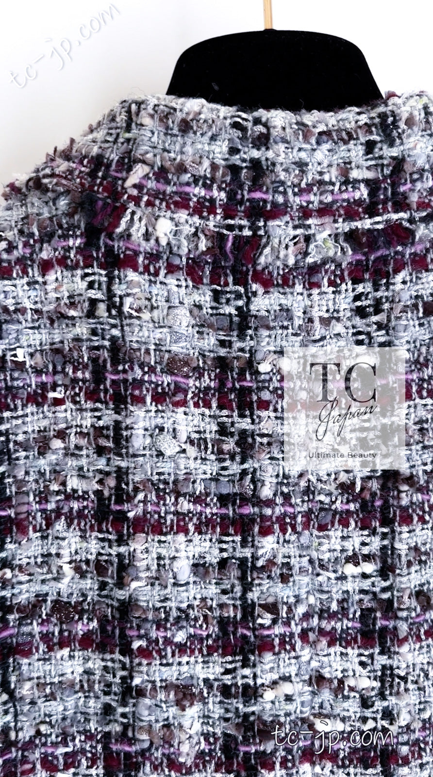 CHANEL 05A Gray Purple Tweed Jacket Skirt Suit 40 シャネル グレー パープル ツイード ジャケット スカート スーツ 即発