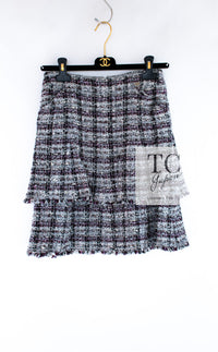 CHANEL 05A Gray Purple Tweed Jacket Skirt Suit 40 シャネル グレー パープル ツイード ジャケット スカート スーツ 即発