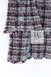 CHANEL 05A Gray Purple Tweed Jacket Skirt Suit 40 シャネル グレー パープル ツイード ジャケット スカート スーツ 即発
