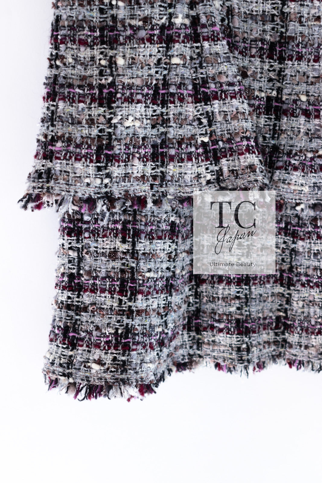 CHANEL 05A Gray Purple Tweed Jacket Skirt Suit 40 シャネル グレー パープル ツイード ジャケット スカート スーツ 即発
