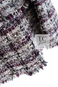 CHANEL 05A Gray Purple Tweed Jacket Skirt Suit 40 シャネル グレー パープル ツイード ジャケット スカート スーツ 即発