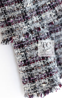 CHANEL 05A Gray Purple Tweed Jacket Skirt Suit 40 シャネル グレー パープル ツイード ジャケット スカート スーツ 即発