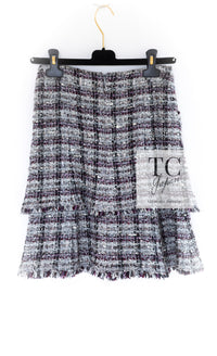 CHANEL 05A Gray Purple Tweed Jacket Skirt Suit 40 シャネル グレー パープル ツイード ジャケット スカート スーツ 即発