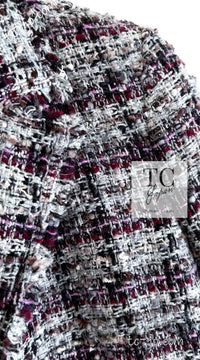CHANEL 05A Gray Purple Tweed Jacket Skirt Suit 40 シャネル グレー パープル ツイード ジャケット スカート スーツ 即発