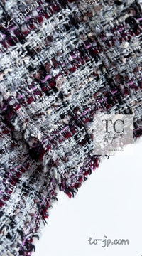 CHANEL 05A Gray Purple Tweed Jacket Skirt Suit 40 シャネル グレー パープル ツイード ジャケット スカート スーツ 即発