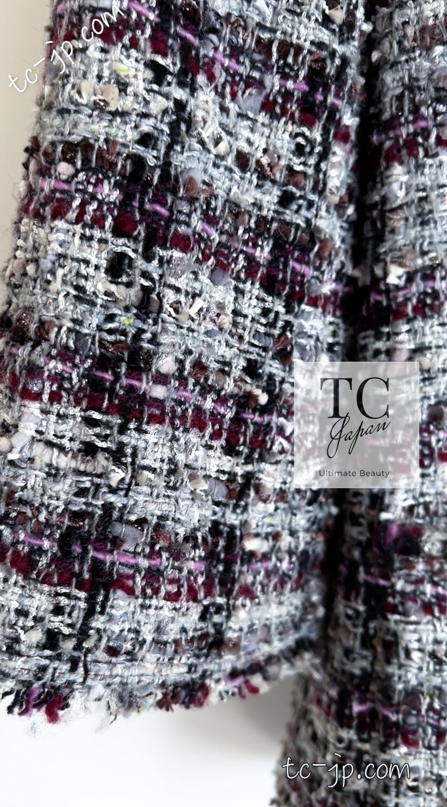 CHANEL 05A Gray Purple Tweed Jacket Skirt Suit 40 シャネル グレー パープル ツイード ジャケット スカート スーツ 即発