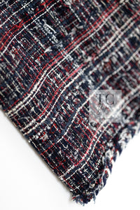 CHANEL 08A Red Navy Cotton Silk Lesage Tweed Jacket Skirt Suit 36 38 シャネル レッド ネイビー コットン シルク ルサージュ ツイード ジャケット スカート スーツ 即発