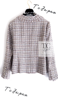 CHANEL 04S Beige Brown Ivory Silk Wool Tweed Jacket 38 シャネル ベージュ ブラウン アイボリー シルク ウール ツイード ジャケット 即発