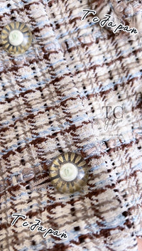 CHANEL 04S Beige Brown Ivory Silk Wool Tweed Jacket 38 シャネル ベージュ ブラウン アイボリー シルク ウール ツイード ジャケット 即発