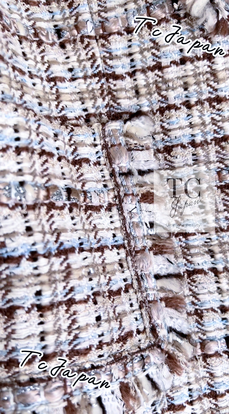CHANEL 04S Beige Brown Ivory Silk Wool Tweed Jacket 38 シャネル ベージュ ブラウン アイボリー シルク ウール ツイード ジャケット 即発