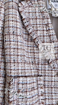 CHANEL 04S Beige Brown Ivory Silk Wool Tweed Jacket 38 シャネル ベージュ ブラウン アイボリー シルク ウール ツイード ジャケット 即発