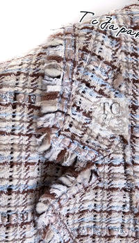 CHANEL 04S Beige Brown Ivory Silk Wool Tweed Jacket 38 シャネル ベージュ ブラウン アイボリー シルク ウール ツイード ジャケット 即発