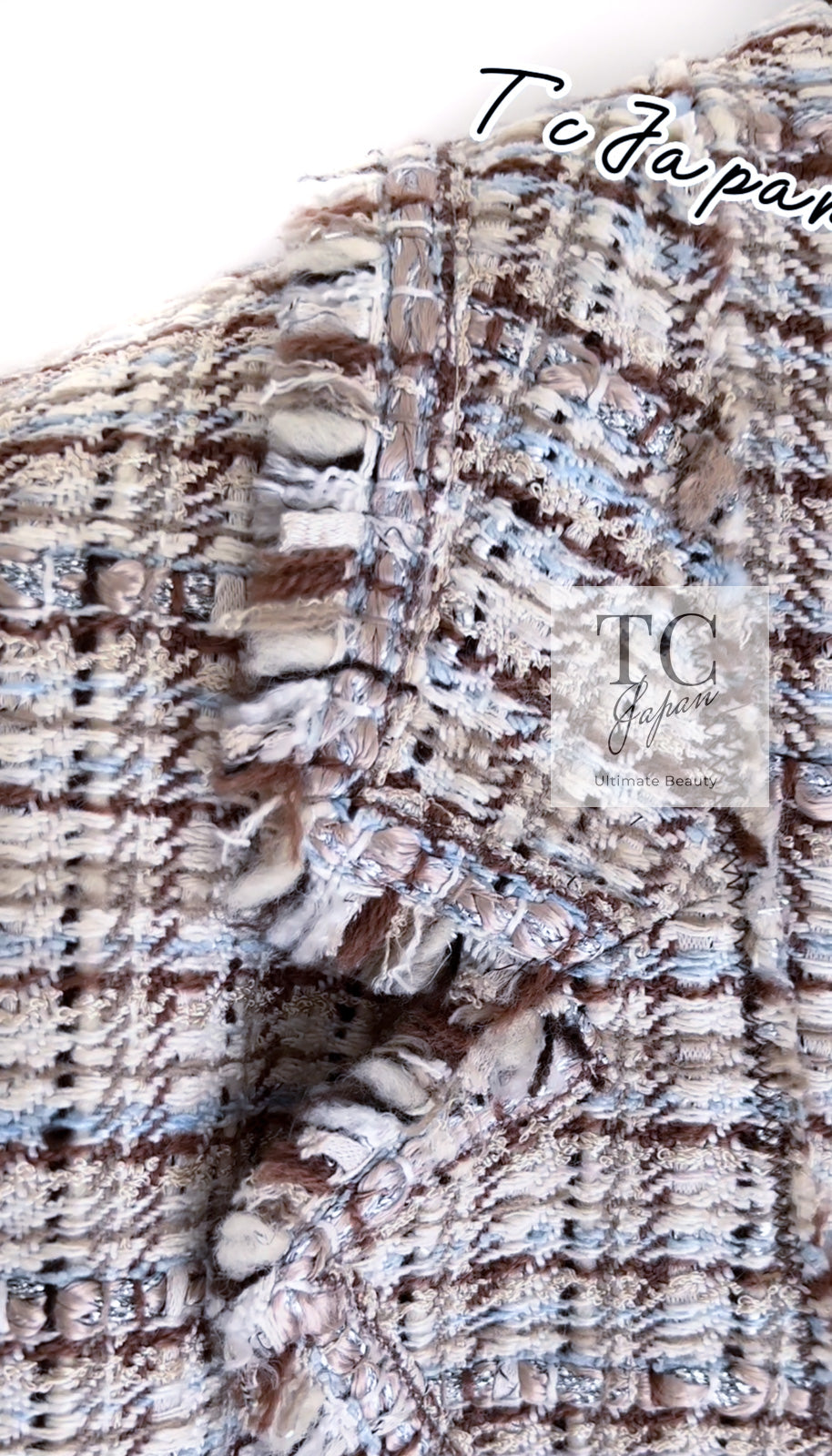 CHANEL 04S Beige Brown Ivory Silk Wool Tweed Jacket 38 シャネル ベージュ ブラウン アイボリー シルク ウール ツイード ジャケット 即発