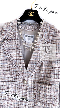 CHANEL 04S Beige Brown Ivory Silk Wool Tweed Jacket 38 シャネル ベージュ ブラウン アイボリー シルク ウール ツイード ジャケット 即発