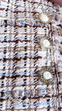 CHANEL 04S Beige Brown Ivory Silk Wool Tweed Jacket 38 シャネル ベージュ ブラウン アイボリー シルク ウール ツイード ジャケット 即発