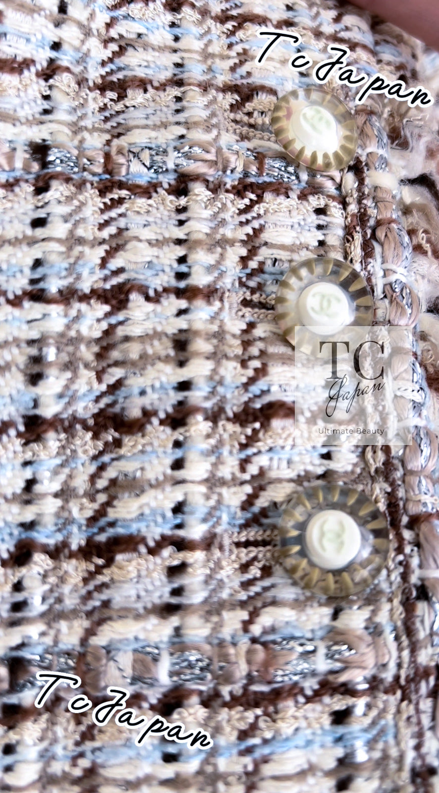 CHANEL 04S Beige Brown Ivory Silk Wool Tweed Jacket 38 シャネル ベージュ ブラウン アイボリー シルク ウール ツイード ジャケット 即発