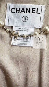 CHANEL 04S Beige Brown Ivory Silk Wool Tweed Jacket 38 シャネル ベージュ ブラウン アイボリー シルク ウール ツイード ジャケット 即発
