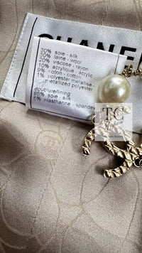 CHANEL 04S Beige Brown Ivory Silk Wool Tweed Jacket 38 シャネル ベージュ ブラウン アイボリー シルク ウール ツイード ジャケット 即発