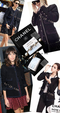 CHANEL 13A Little Black Jacket Navy Braid Trim Wool Silk Tweed 36 38 40 シャネル リトル ブラック ジャケット ネイビー ブレイド トリム ウール シルク ツイード 女優 チェ・ジュウ 即発