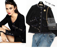 CHANEL 13A Little Black Jacket Navy Braid Trim Wool Silk Tweed 36 38 40 シャネル リトル ブラック ジャケット ネイビー ブレイド トリム ウール シルク ツイード 女優 チェ・ジュウ 即発