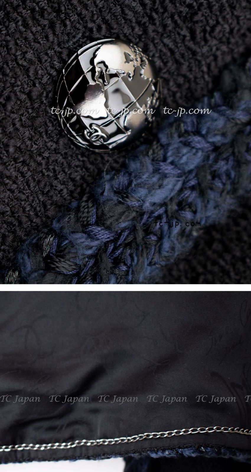 CHANEL 13A Little Black Jacket Navy Braid Trim Wool Silk Tweed 36 38 40 シャネル リトル ブラック ジャケット ネイビー ブレイド トリム ウール シルク ツイード 女優 チェ・ジュウ 即発