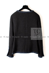 CHANEL 13A Little Black Jacket Navy Braid Trim Wool Silk Tweed 36 38 40 シャネル リトル ブラック ジャケット ネイビー ブレイド トリム ウール シルク ツイード 女優 チェ・ジュウ 即発